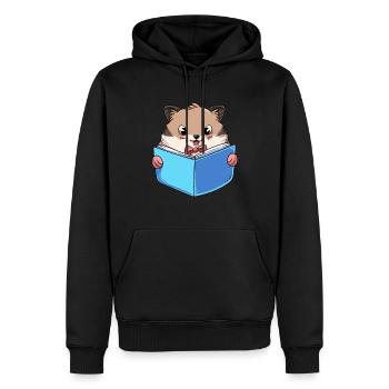 Hamster Lesebuch - Männer Premium Bio Hoodie - Schwarz - Vorne - Nico (187cm)