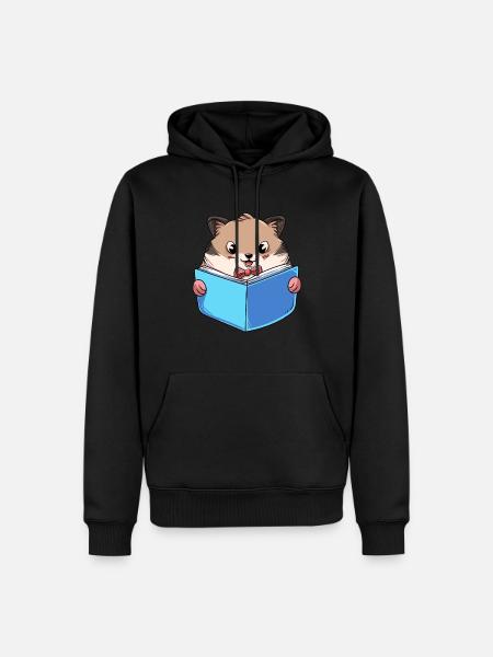 Hamster Lesebuch - Männer Premium Bio Hoodie - Schwarz