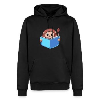 Löwe Lesebuch - Männer Premium Bio Hoodie - Schwarz - Vorne - Nico (187cm)