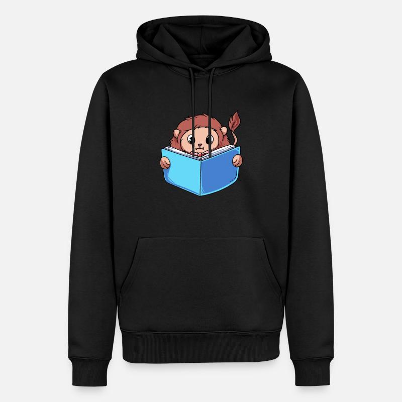 Löwe Lesebuch - Männer Premium Bio Hoodie - Schwarz