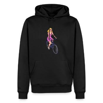 Cyclisme féminin - Sweat à capuche Premium bio Homme - noir - Devant - Nico (187cm)