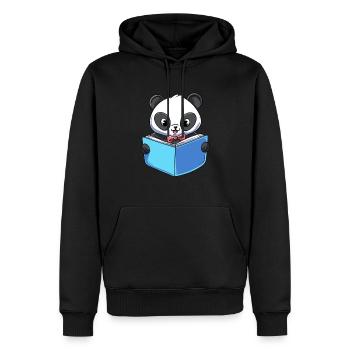 Panda Lesebuch - Männer Premium Bio Hoodie - Schwarz - Vorne - Nico (187cm)