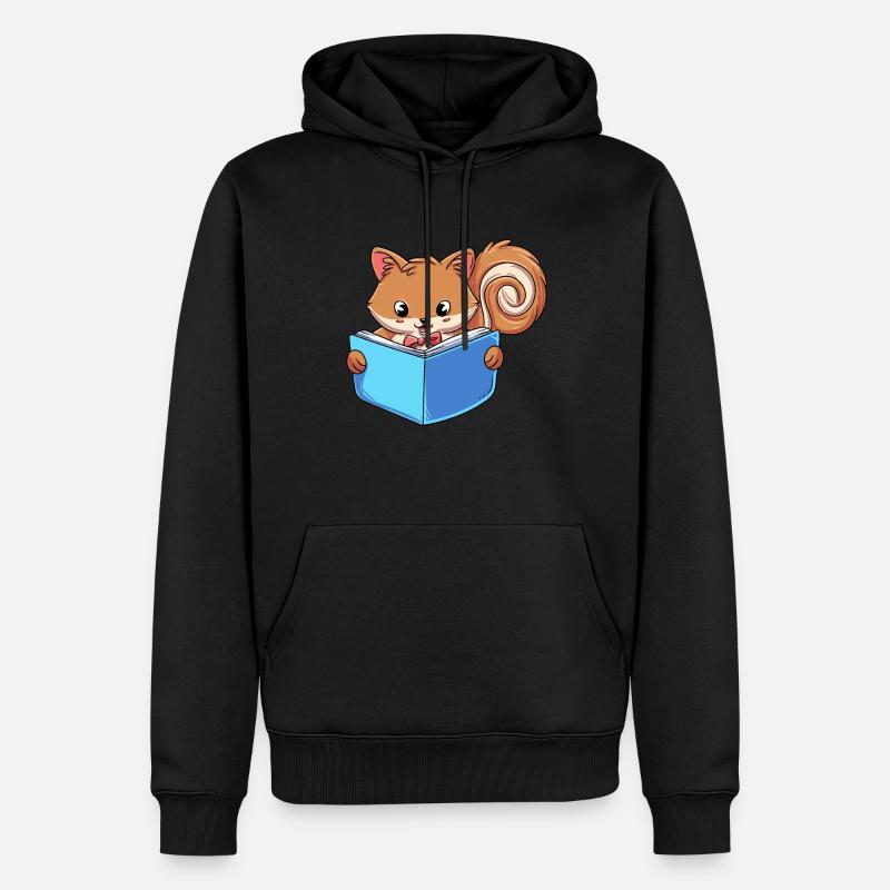 Eichhörnchen Lesebuch - Männer Premium Bio Hoodie - Schwarz