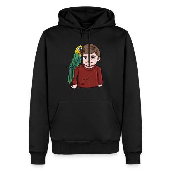 Junge mit Papagei - Männer Premium Bio Hoodie - Schwarz - Vorne - Nico (187cm)