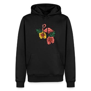 Rosa Flamingo - Männer Premium Bio Hoodie - Schwarz - Vorne - Nico (187cm)