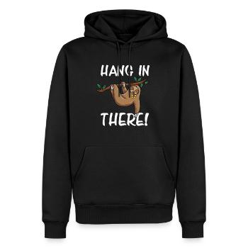 Paresseux suspendu - Sweat à capuche Premium bio Homme - noir - Devant - Nico (187cm)
