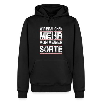 Wir Brauchen Mehr Von Meiner Sorte - Männer Premium Bio Hoodie - Schwarz - Vorne - Nico (187cm)