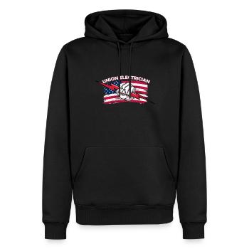 Elektriker Strom Elektrizität Elektrotechnik - Männer Premium Bio Hoodie - Schwarz - Vorne - Nico (187cm)