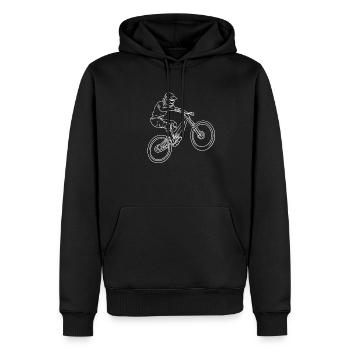 Line Art VTT Blanc - Sweat à capuche Premium bio Homme - noir - Devant - Nico (187cm)