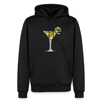 Verre à cocktail - Sweat à capuche Premium bio Homme - noir - Devant - Nico (187cm)