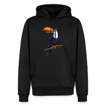 Oiseau toucan - Sweat à capuche Premium bio Homme - noir - Devant - Nico (187cm)