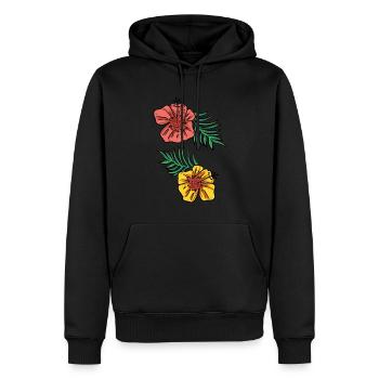 Tropische Blumen - Männer Premium Bio Hoodie - Schwarz - Vorne - Nico (187cm)