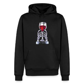 Squelette de vin - Sweat à capuche Premium bio Homme - noir - Devant - Nico (187cm)