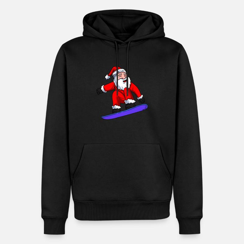 Weihnachtsmann Snowboarding - Männer Premium Bio Hoodie - Schwarz