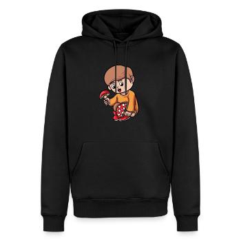 Cartoon Pilz - Männer Premium Bio Hoodie - Schwarz - Vorne - Nico (187cm)