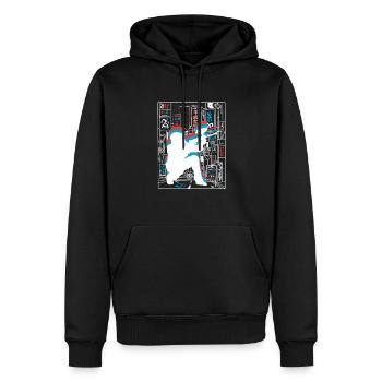 Vaporwave Synthwave Skyline Paintball - Sweat à capuche Premium bio Homme - noir - Devant - Nico (187cm)