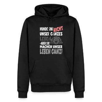 Hunde sind nicht unser ganzes Leben - unser Leben - Männer Premium Bio Hoodie - Schwarz - Vorne - Nico (187cm)