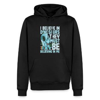 I Believe In Dinosaurs They Must Be Believing In - Männer Premium Bio Hoodie - Schwarz - Vorne - Nico (187cm)