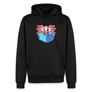 Axolotl Buchliebhaber Salamander - Männer Premium Bio Hoodie - Schwarz - Vorne - Nico (187cm)