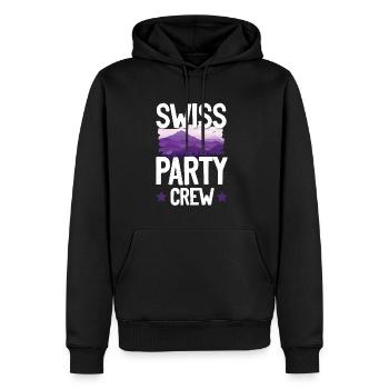 Swiss Party Crew - Sweat à capuche Premium bio Homme - noir - Devant - Nico (187cm)
