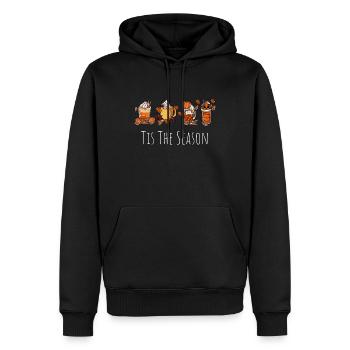Es ist die Jahreszeit - Männer Premium Bio Hoodie - Schwarz - Vorne - Nico (187cm)