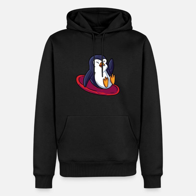Pinguin Schlitten - Männer Premium Bio Hoodie - Schwarz