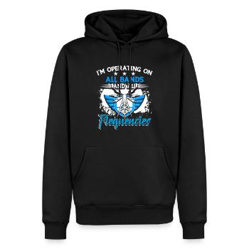 Exploitation par l’opérateur de fréquences radioamateurs - Sweat à capuche Premium bio Homme - noir - Devant - Nico (187cm)