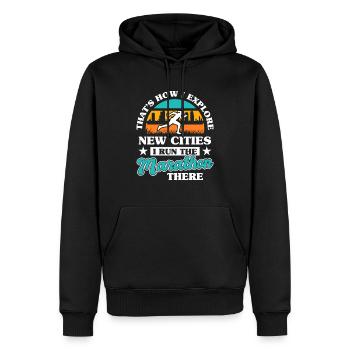 Marathon Wettbewerb Sport Ultramarathon Schlacht - Männer Premium Bio Hoodie - Schwarz - Vorne - Nico (187cm)