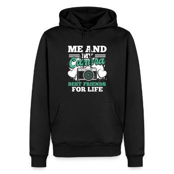 Photographe Photo Cameraman - Sweat à capuche Premium bio Homme - noir - Devant - Nico (187cm)