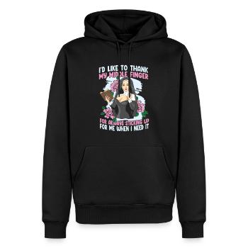 I'd Like To Thank My Middle Finger For Always - Männer Premium Bio Hoodie - Schwarz - Vorne - Nico (187cm)