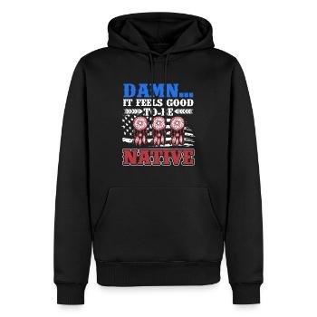 Amerikanische US Flagge Patriotische Ureinwohner A - Männer Premium Bio Hoodie - Schwarz - Vorne - Nico (187cm)