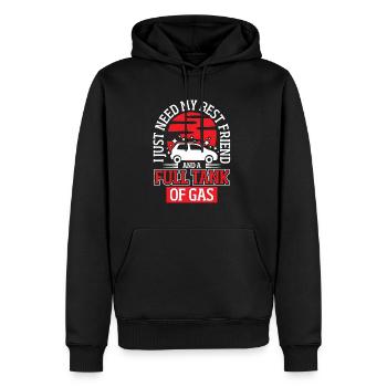 Road Travel Réservoir d’essence plein - Sweat à capuche Premium bio Homme - noir - Devant - Nico (187cm)
