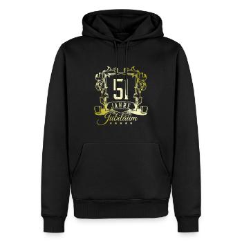 51 Zahl Wappen - Männer Premium Bio Hoodie - Schwarz - Vorne - Nico (187cm)