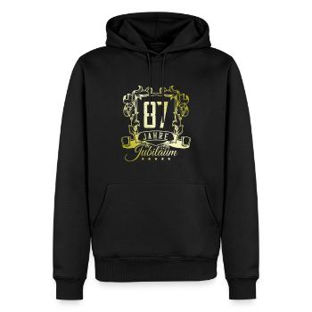 87 Zahl Wappen - Männer Premium Bio Hoodie - Schwarz - Vorne - Nico (187cm)