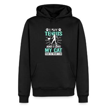 Tennis Sports Game Trainer Kitten Ghost Catha - Men’s Premium Organic Hoodie - black - Front - Nico (187cm)
