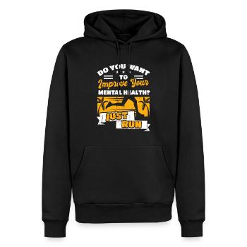 Vêtements de course à pied Jogging - Sweat à capuche Premium bio Homme - noir - Devant - Nico (187cm)
