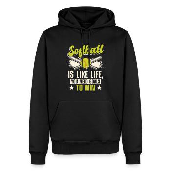 Jeu de balle d’entraîneur de softball - Sweat à capuche Premium bio Homme - noir - Devant - Nico (187cm)