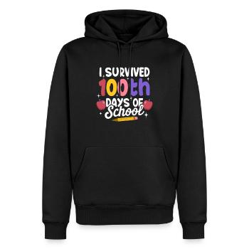 Enseignement Enseignement 100e jours des enseignants - Sweat à capuche Premium bio Homme - noir - Devant - Nico (187cm)