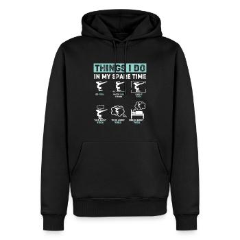 Choses dans mon temps libre Yoga - Sweat à capuche Premium bio Homme - noir - Devant - Nico (187cm)