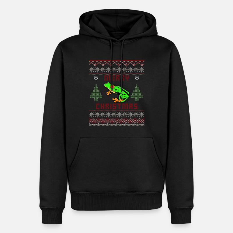 Rotäugiger Baumfrosch Hässlicher Weihnachtspullover Design - Männer Premium Bio Hoodie - Schwarz