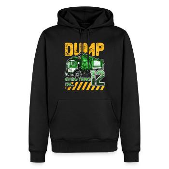 Garbage Truck 12th Birthday 12 Years Old Birthday - Men’s Premium Organic Hoodie - black - Front - Nico (187cm)