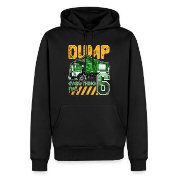 Garbage Truck 6th Birthday 6 Years Old Birthday - Men’s Premium Organic Hoodie - black - Front - Nico (187cm)