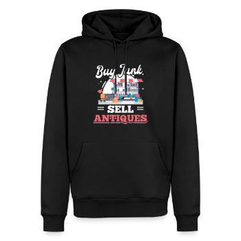 Tauschbörse Basar Kaufen Schrott Verkaufen Antiqui - Männer Premium Bio Hoodie - Schwarz - Vorne - Nico (187cm)