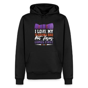 Jesus Natur Rucksacktourist Bergsteiger - Männer Premium Bio Hoodie - Schwarz - Vorne - Nico (187cm)