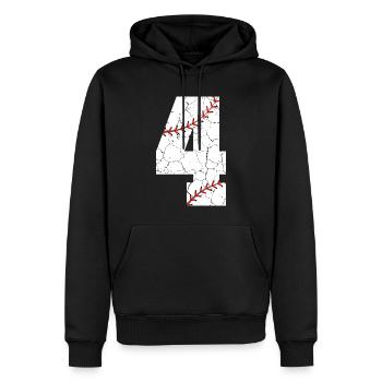 Kinder 4. Geburtstag Baseballspieler 4 Jahre alt - Männer Premium Bio Hoodie - Schwarz - Vorne - Nico (187cm)