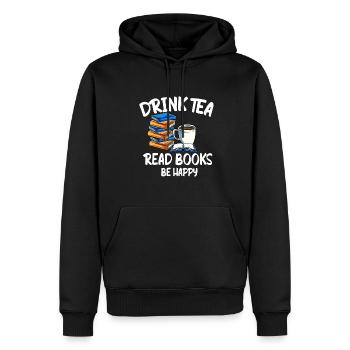 Drink Tea Bücher Tee Lesen Buch Bücherwurm Roman - Männer Premium Bio Hoodie - Schwarz - Vorne - Nico (187cm)