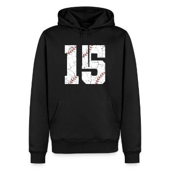 Kinder Baseballspieler zum 15. Geburtstag 15 Jahre alt - Männer Premium Bio Hoodie - Schwarz - Vorne - Nico (187cm)