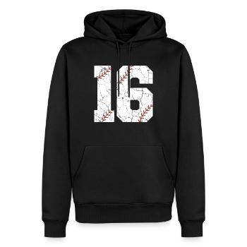 Enfants 16e anniversaire Joueur de baseball 16 ans - Sweat à capuche Premium bio Homme - noir - Devant - Nico (187cm)
