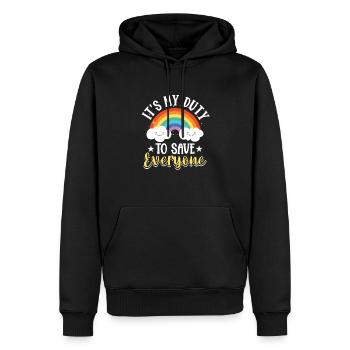 Vie Services sociaux Fonctionnaire - Sweat à capuche Premium bio Homme - noir - Devant - Nico (187cm)