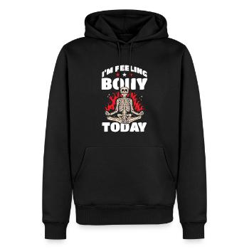 Goth Halloween osseux aujourd’hui squeletté - Sweat à capuche Premium bio Homme - noir - Devant - Nico (187cm)